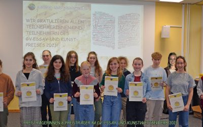 Erfolgreiche TeilnehmerInnen  im  GV- Essay- und Kunstwettbewerb ausgezeichnet